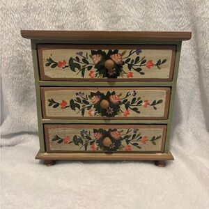 🌷 Floral Painted Wooden Jewelry Box 🌷